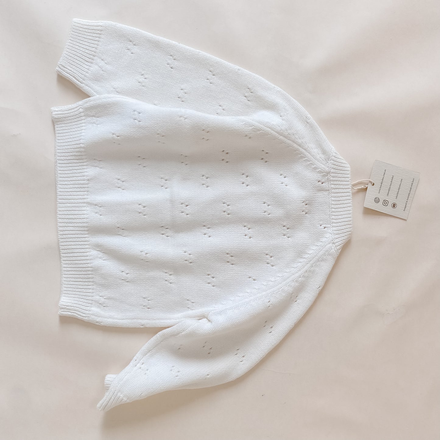 White Pointelle Knit Cardigan
