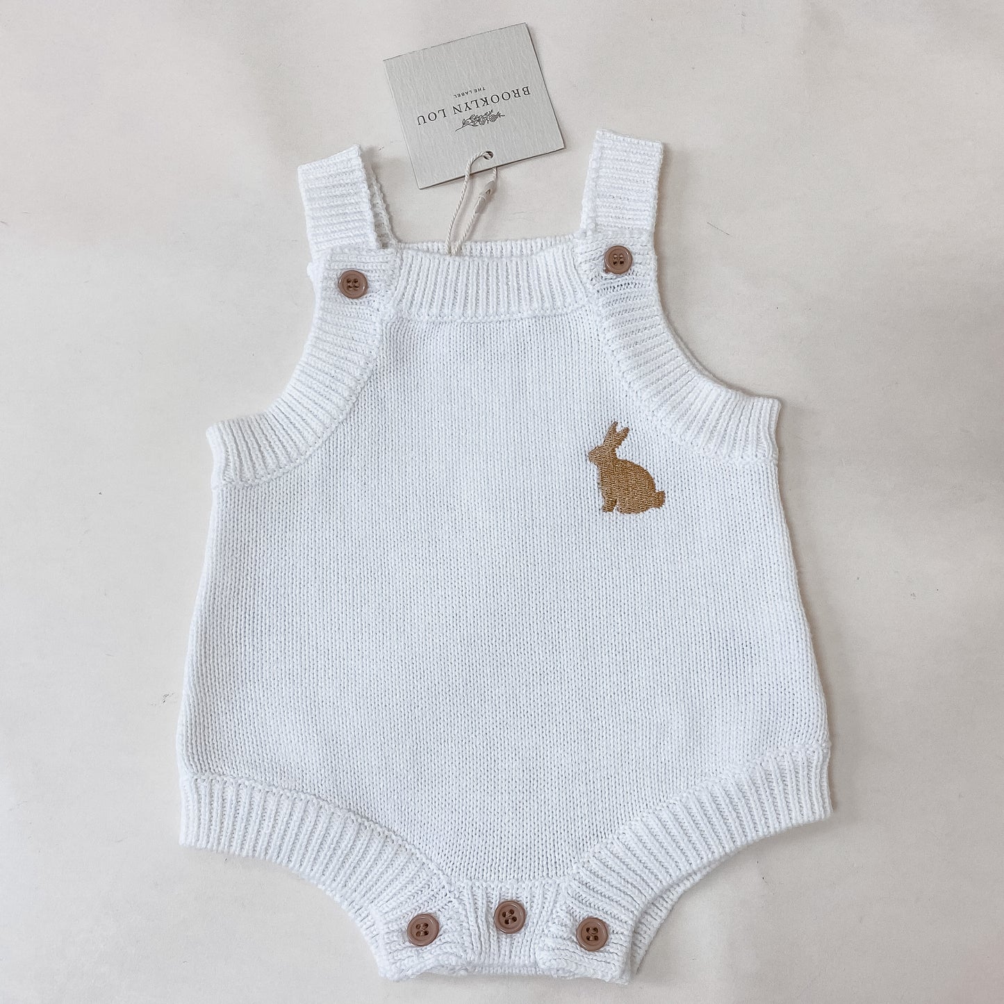 Knit Bunny Romper - Marshmallow