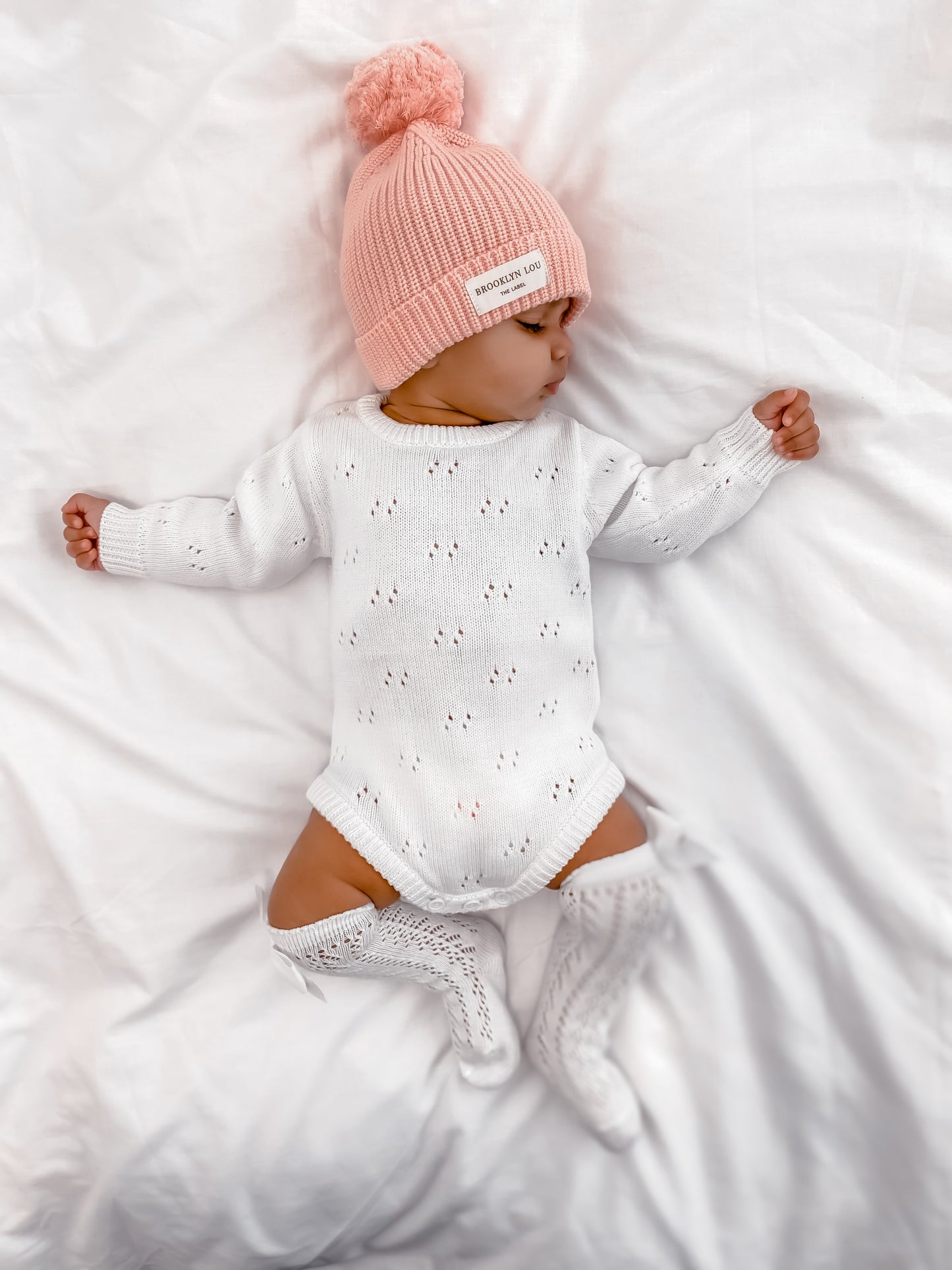 Knit Pointelle Romper - White Marshmallow
