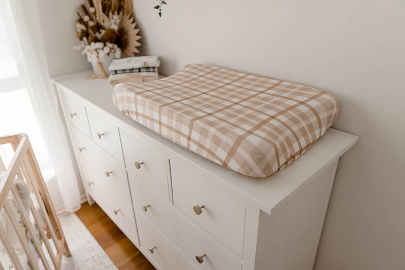 Earthy Plaid Bassinet Sheet/ Change mat cover