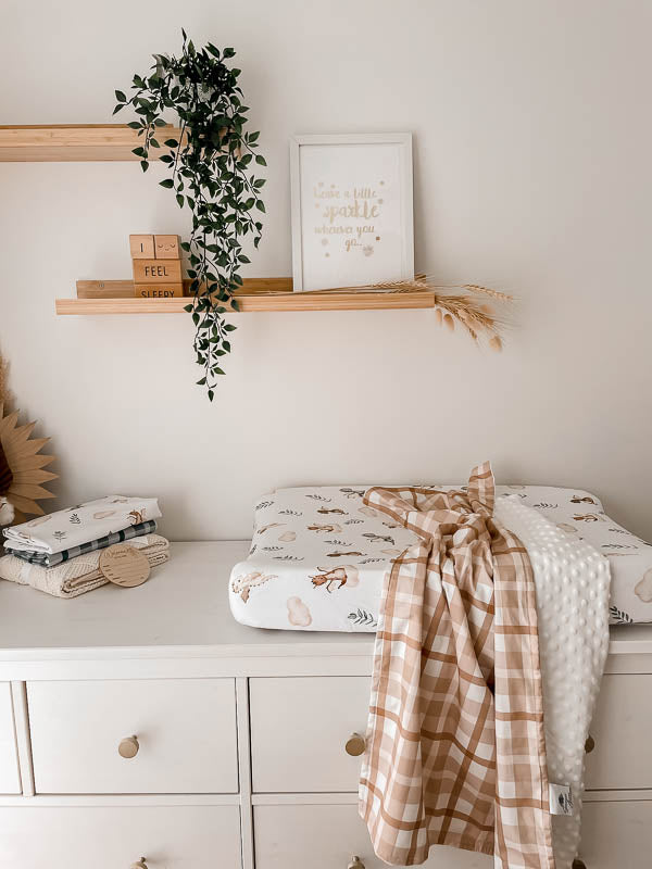 Earthy Plaid Minky Pram Blanket