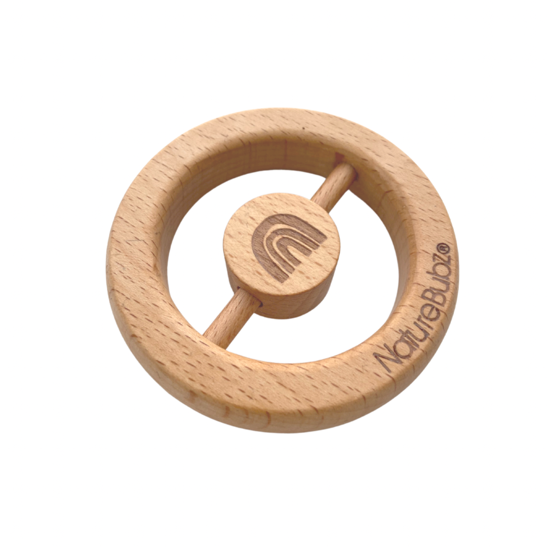 Wooden Teether Rattle - Rainbow Design