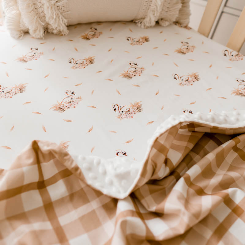 Earthy Plaid Minky Pram Blanket
