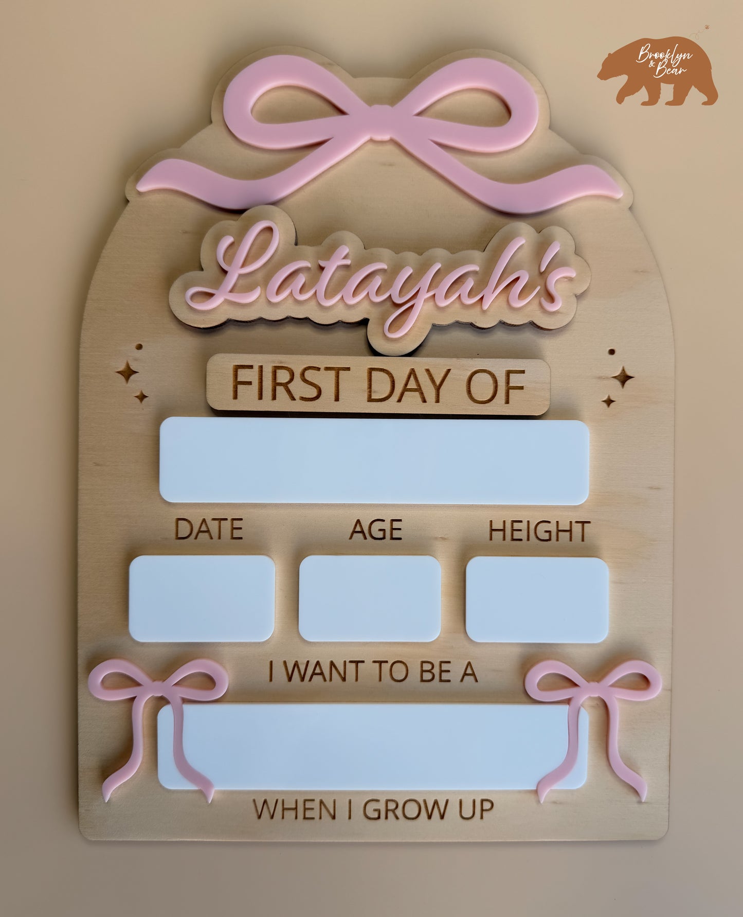 MY FIRST/LAST DAY OF SCHOOL BOARD | BOWS | Personalised | Plywood & Acrylic