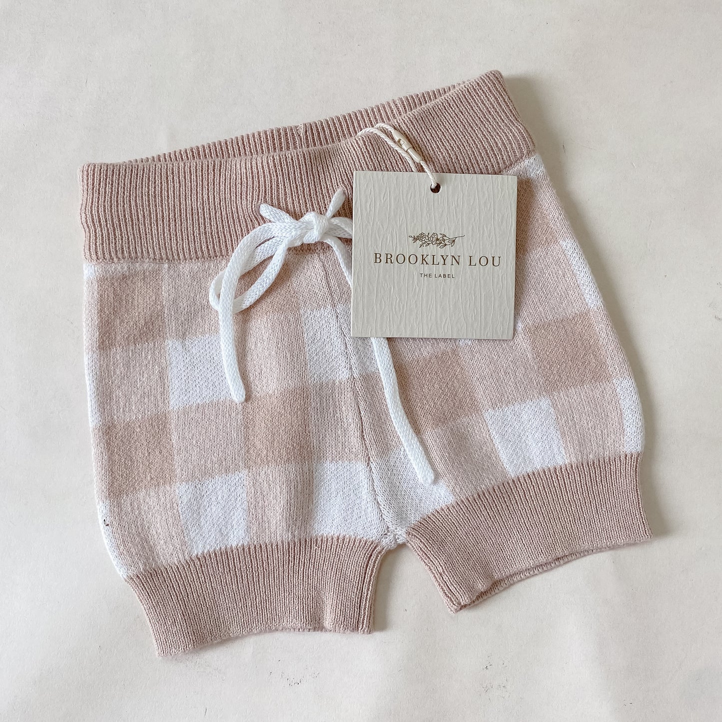 Gingham Knit Shorts - Oatmeal