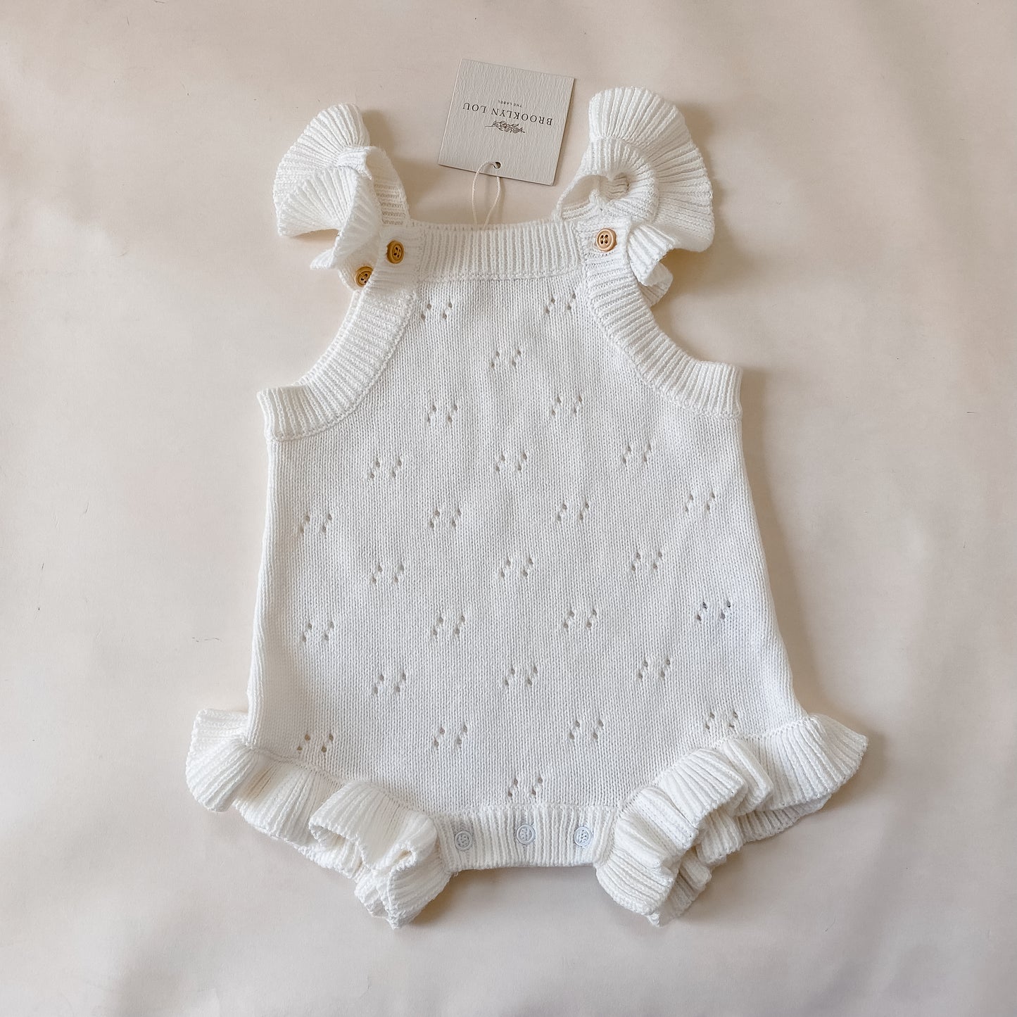 Pointelle Flutter Romper - Milk