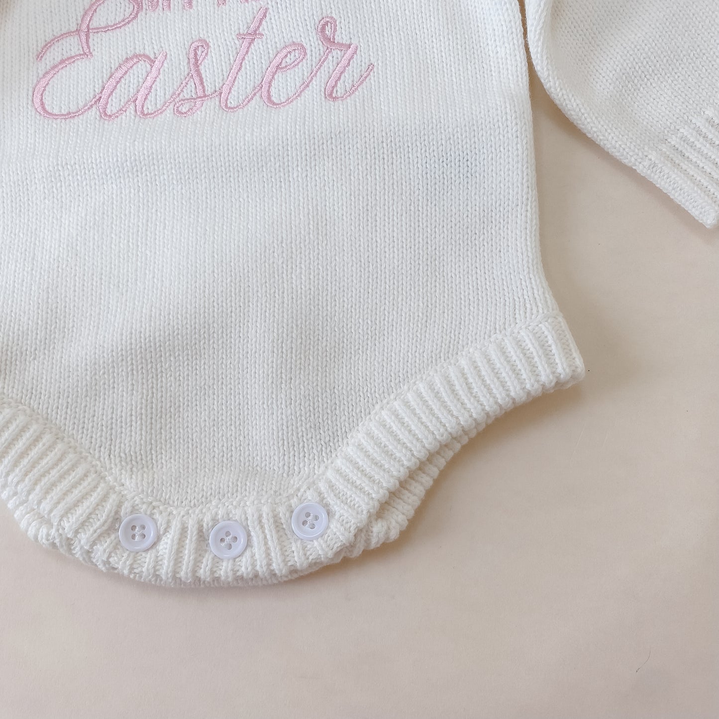 My First Easter Knit Romper - Milk/Pink