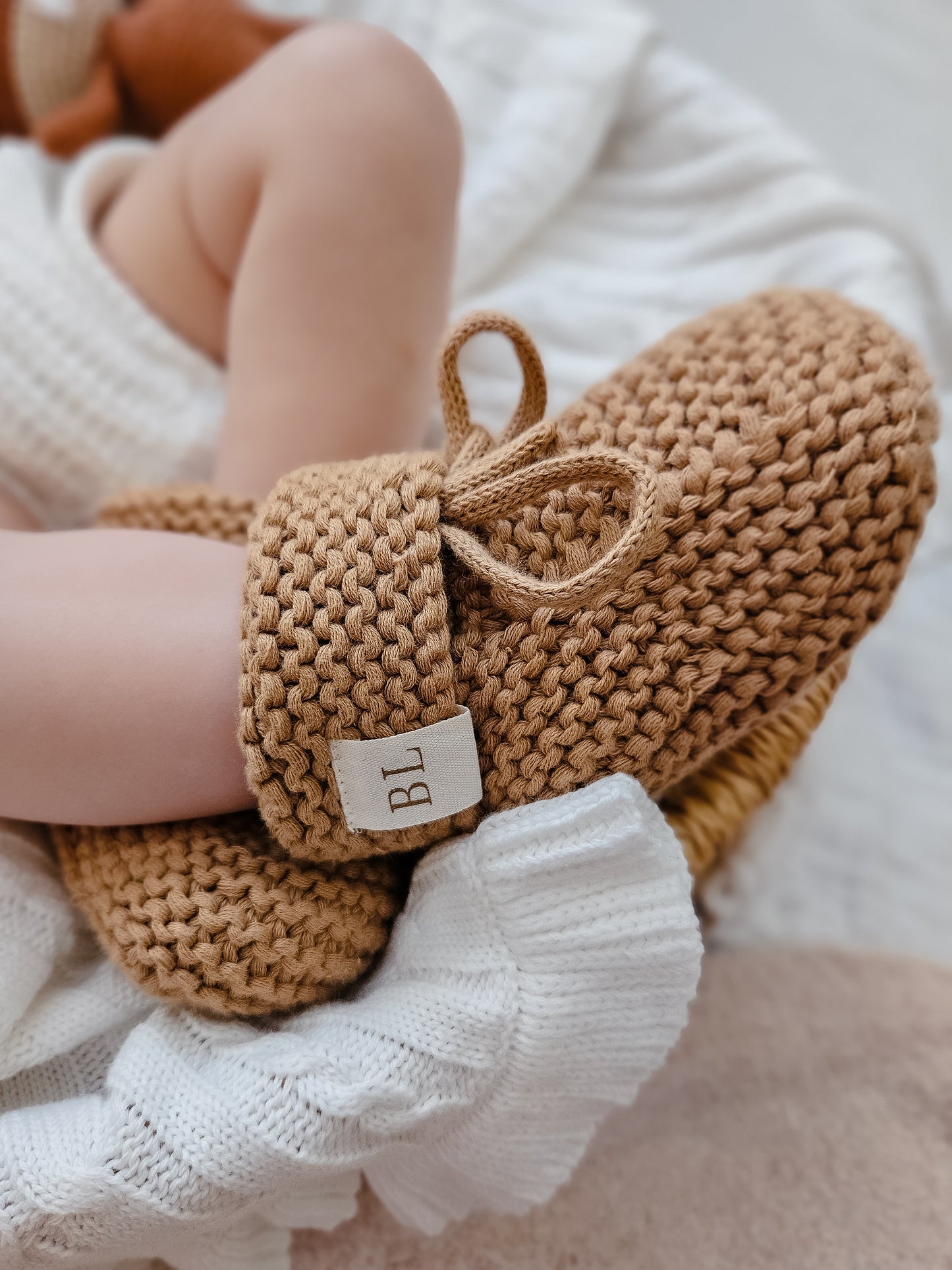 Knit Booties - Caramel