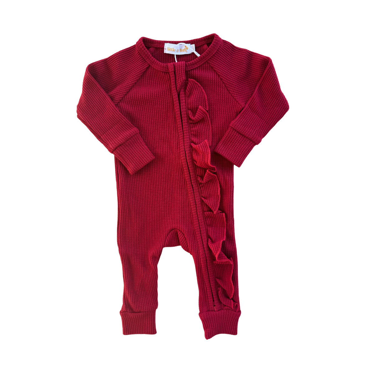Frill Zip Romper - Rudolph Waffle
