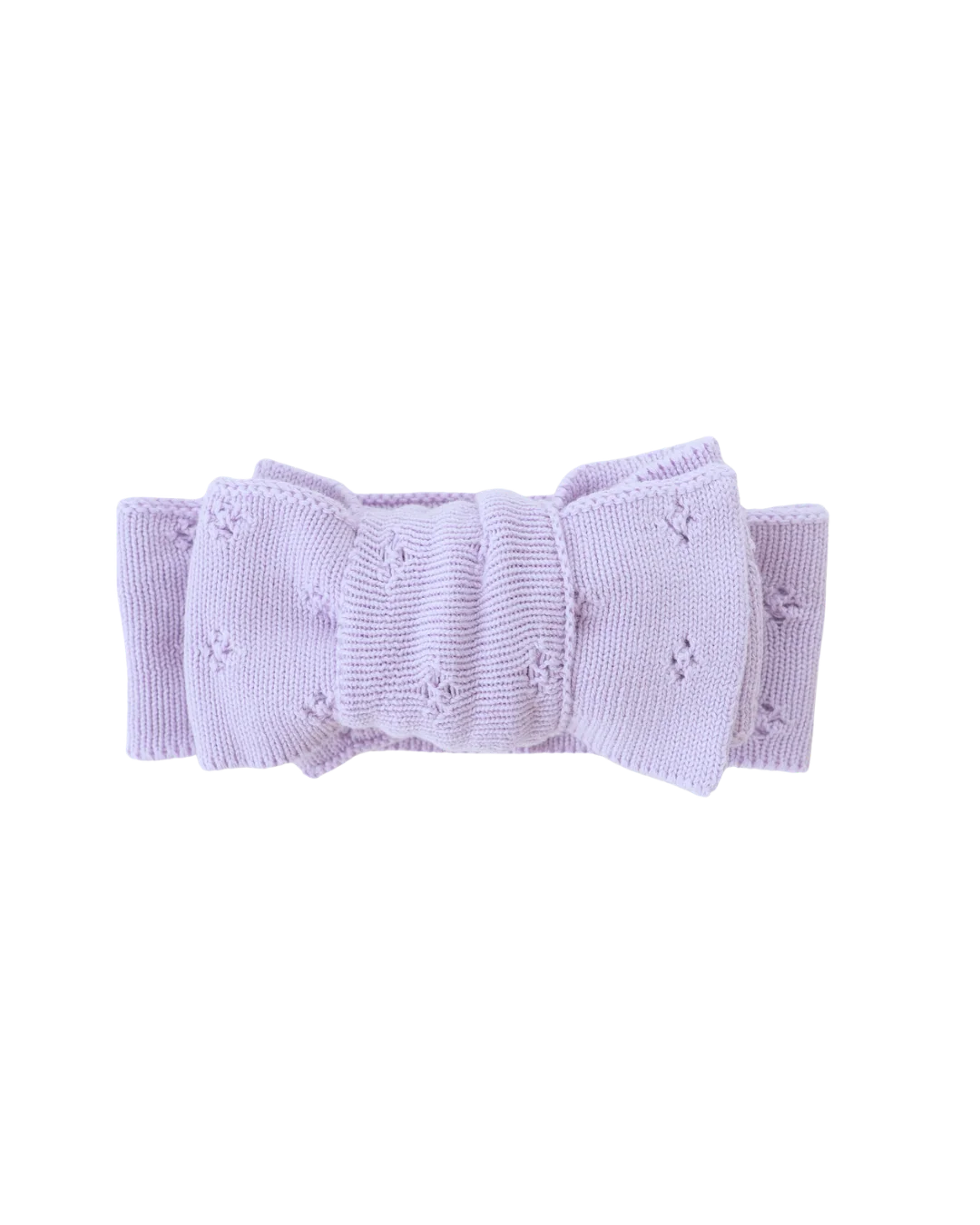 KNITTED OVERSIZED TOPKNOT | Pastel Lilac Pointelle