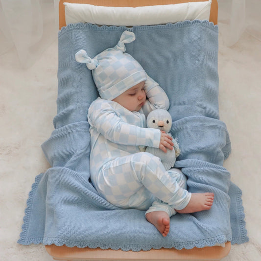 Knitted Heirloom Blanket - Heirloom Blue