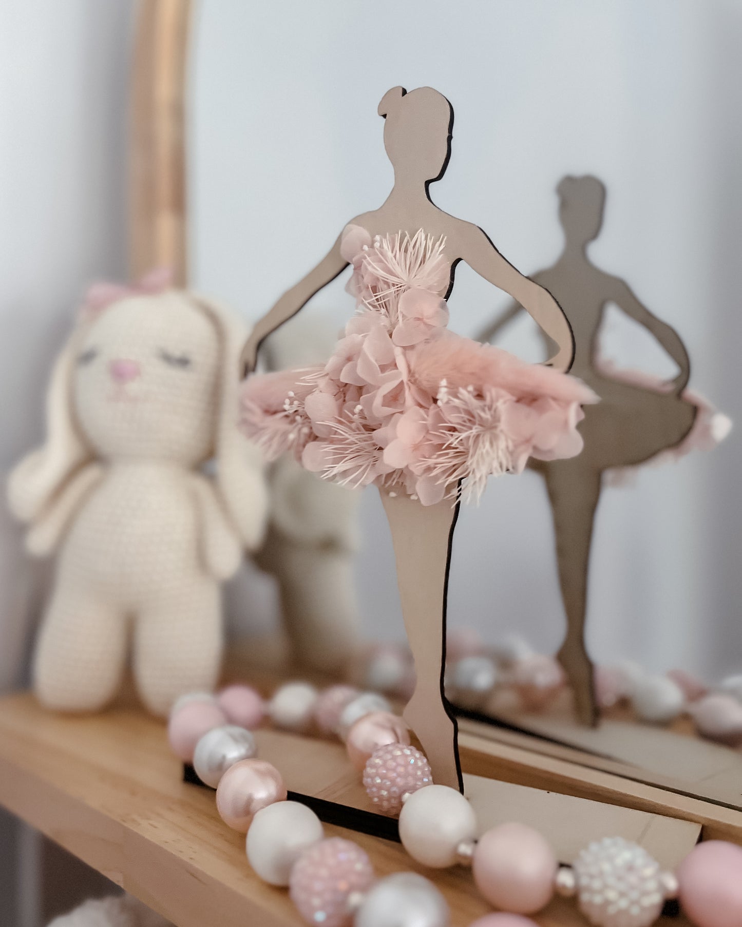 Wooden Ballerina w/ dried flowers