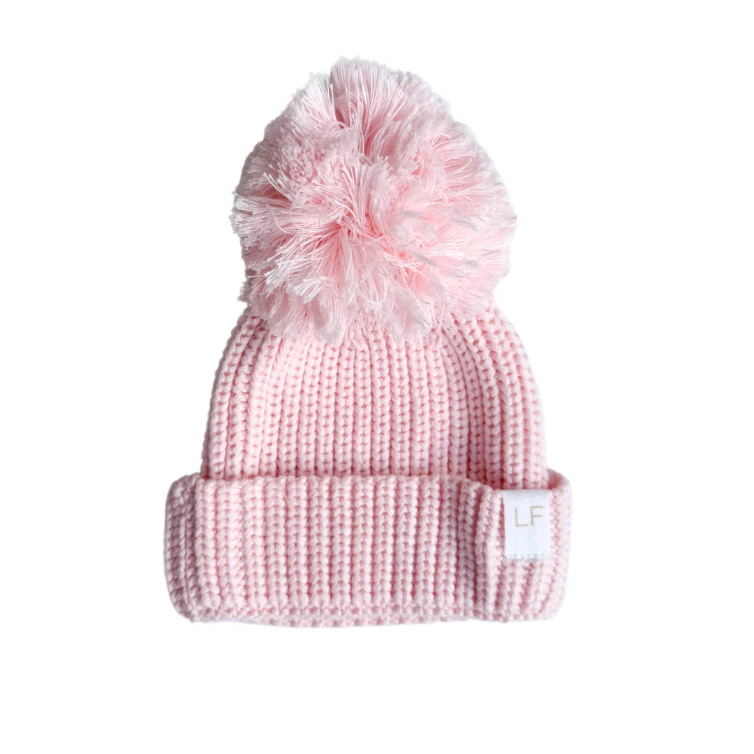 KNITTED POM BEANIE | Baby Pink