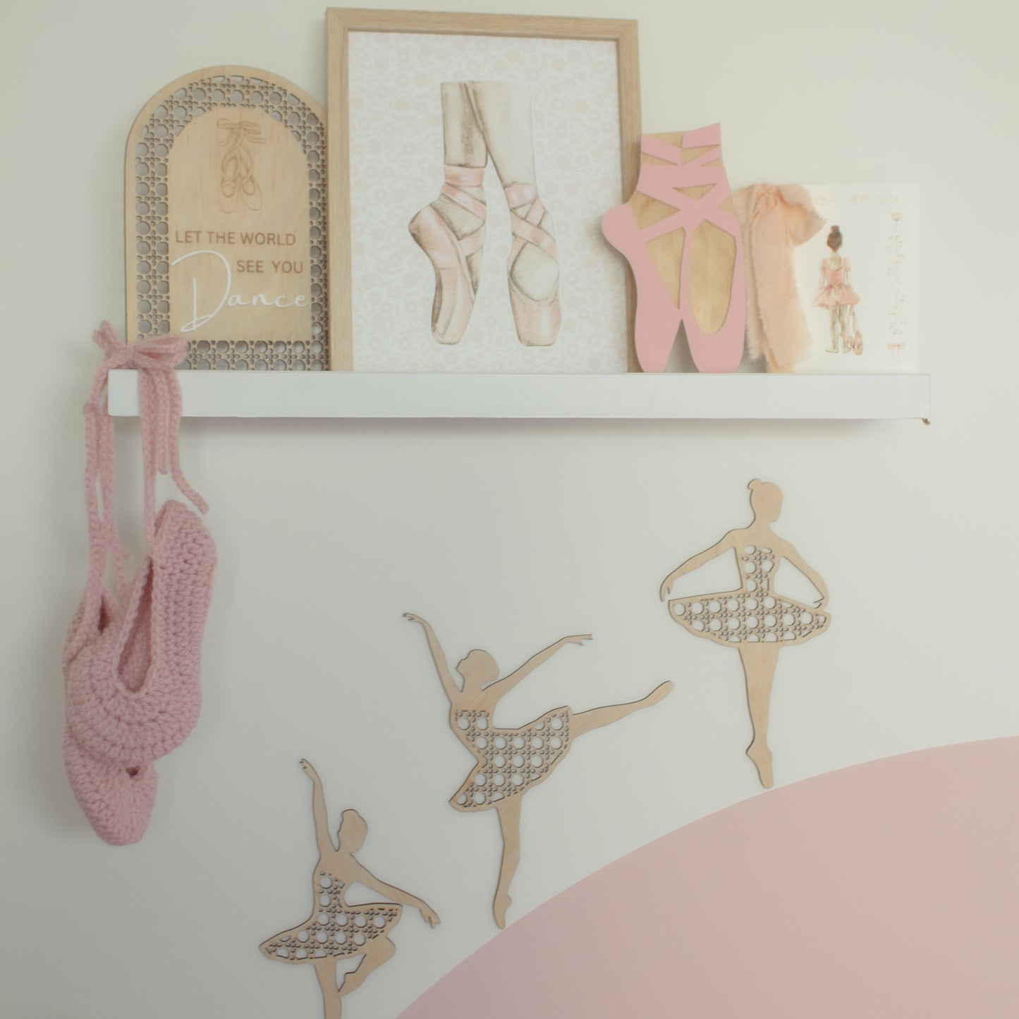 Ballet Slippers - Wooden/Pink Acrylic