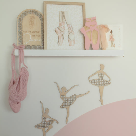 Wooden Rattan Look Ballerinas