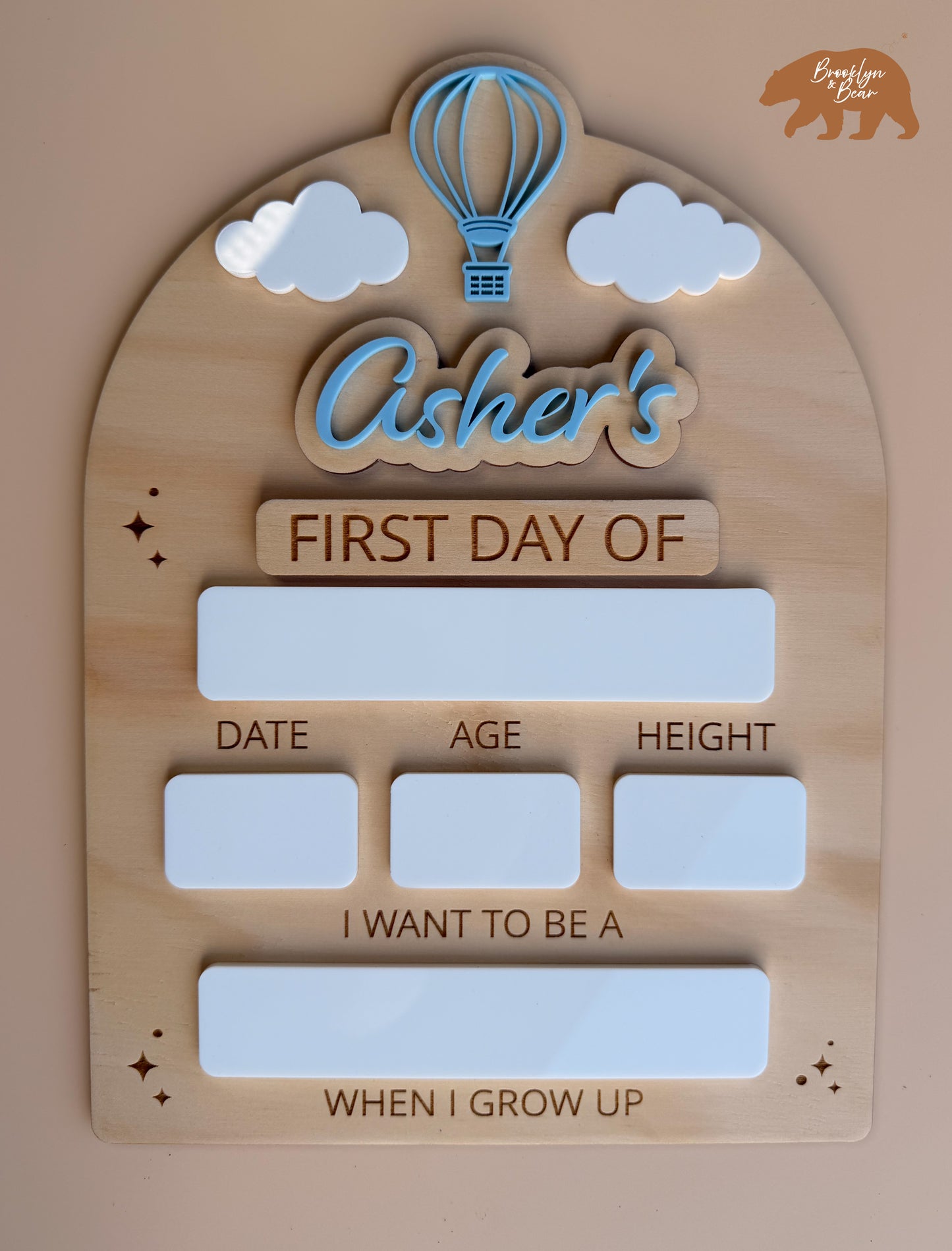 MY FIRST/LAST DAY OF SCHOOL BOARD | BALLOON | Personalised | Plywood & Acrylic