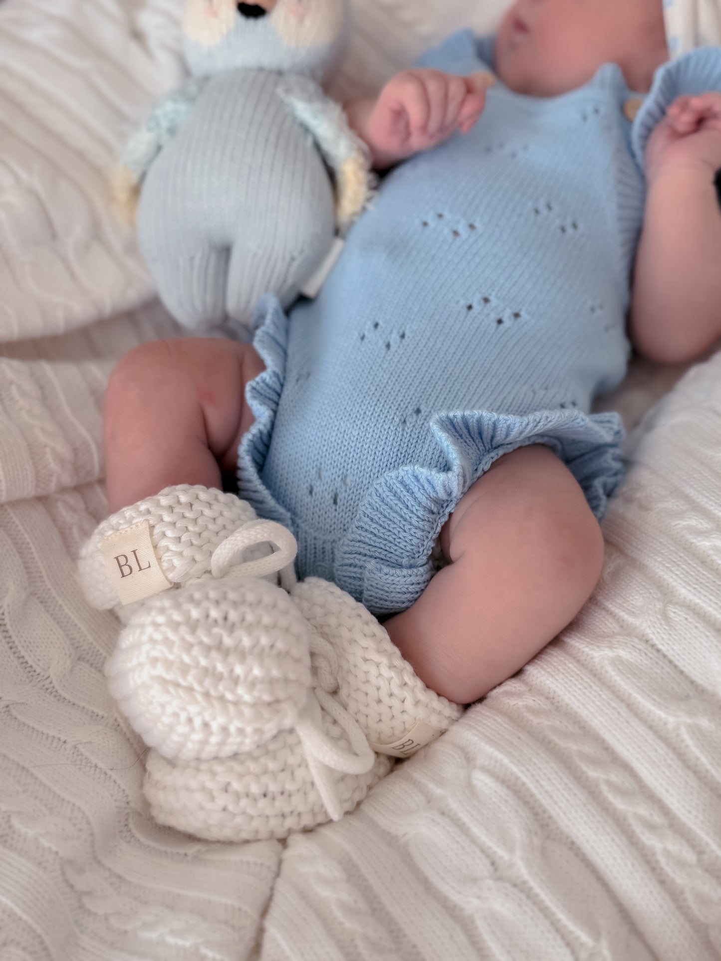 Pointelle Flutter Romper - Blue