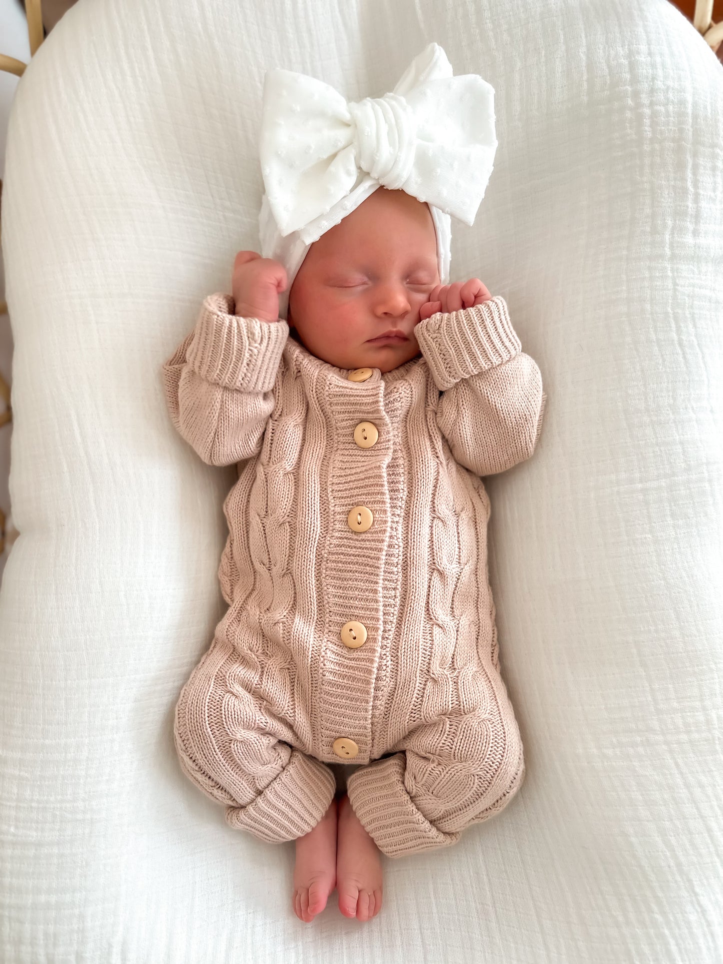 Cable Knit Romper - Oatmeal