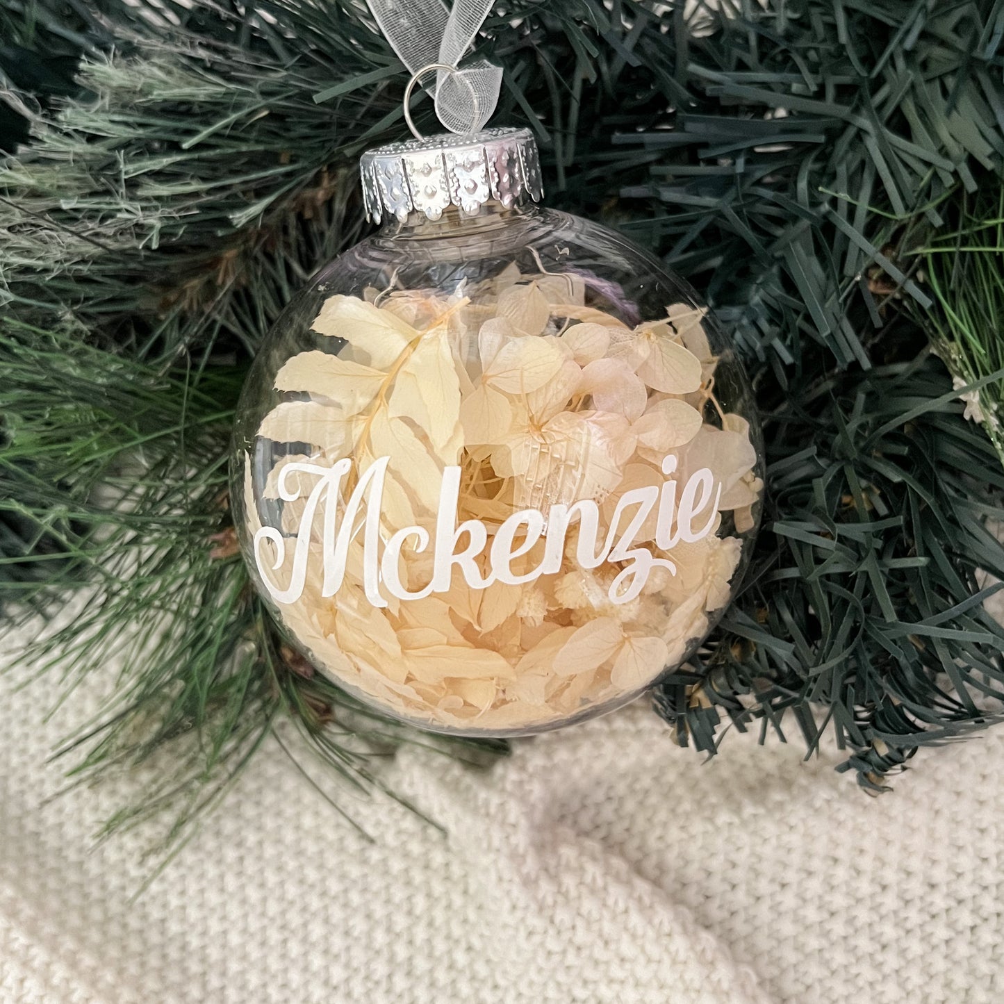 Personalised Dried Floral Christmas Bauble