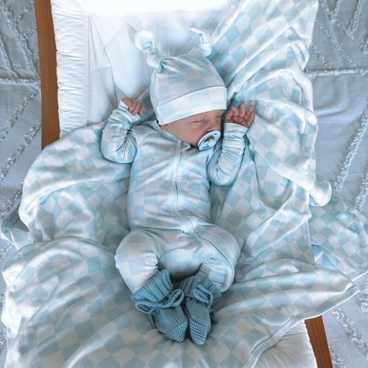 Zip Romper - Blue Checker