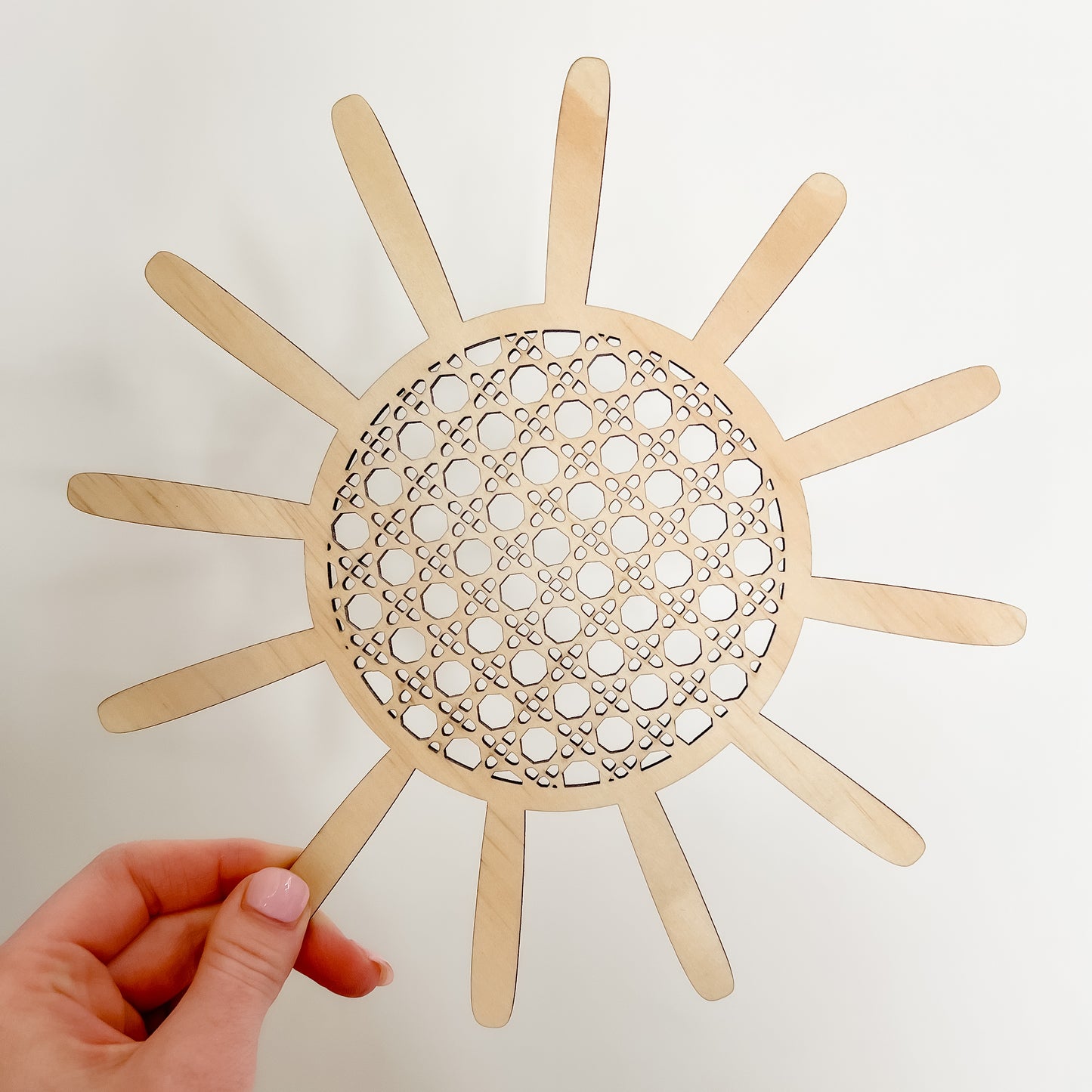 Wooden Rattan Look Sun & Clouds