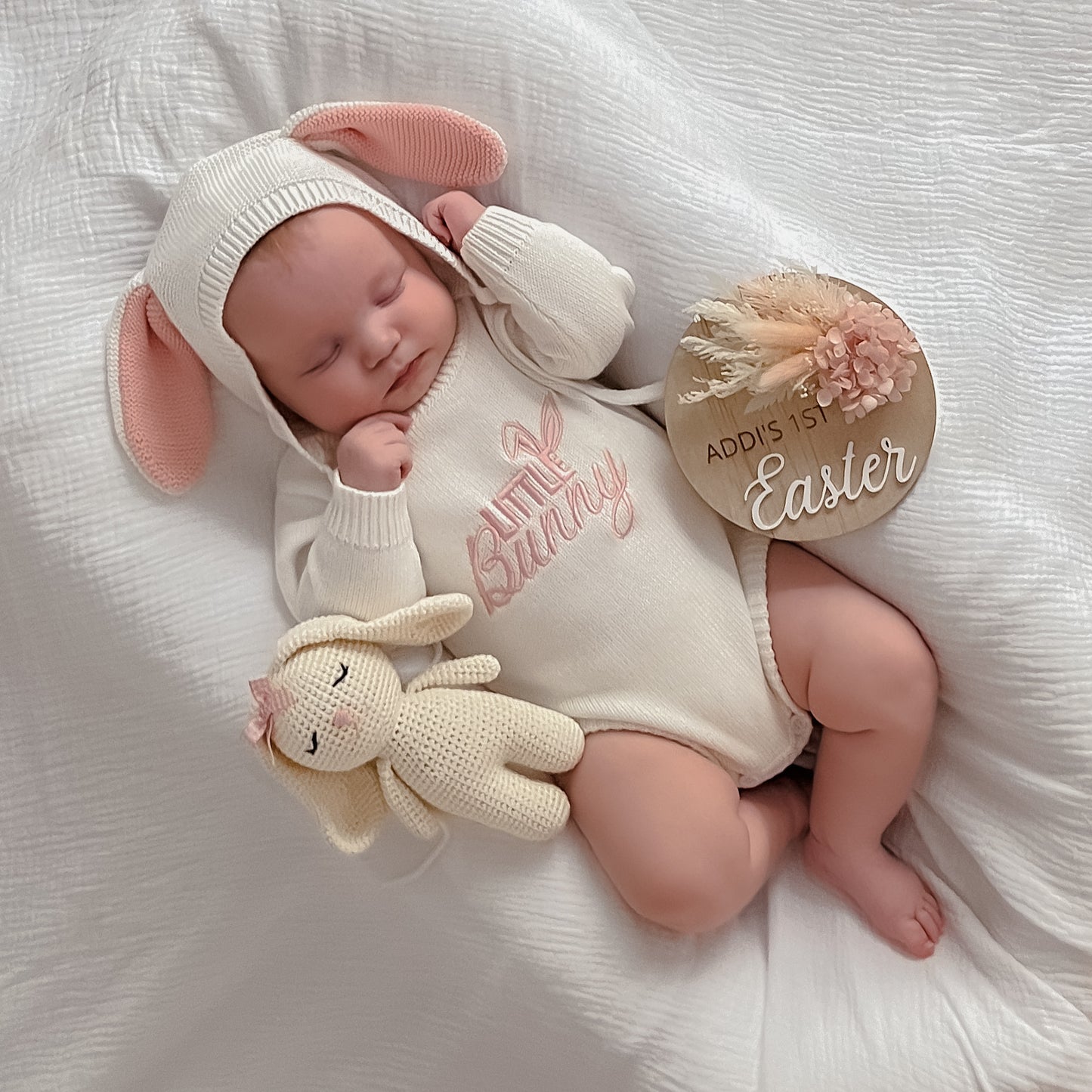 Little Bunny Knit Romper - Milk