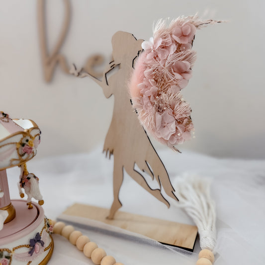 Wooden Fairy w/ dried flowers