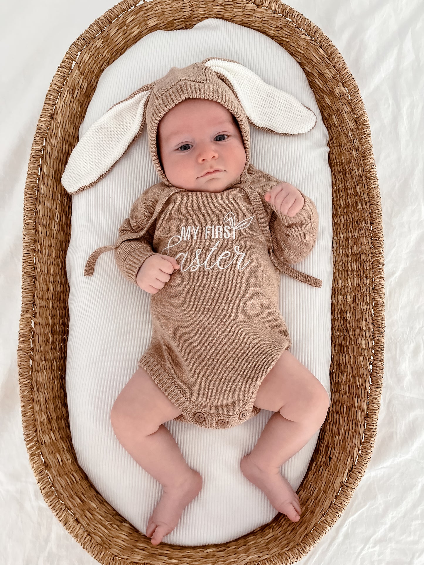 My First Easter Knit Romper - Biscuit