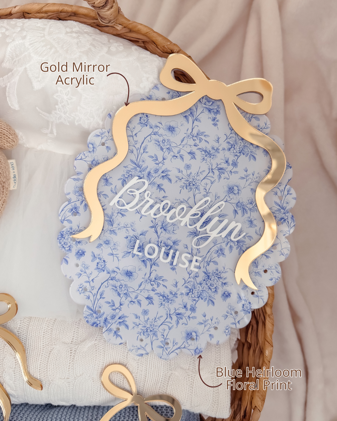 VINTAGE BOW NAME PLAQUE | UV Printed