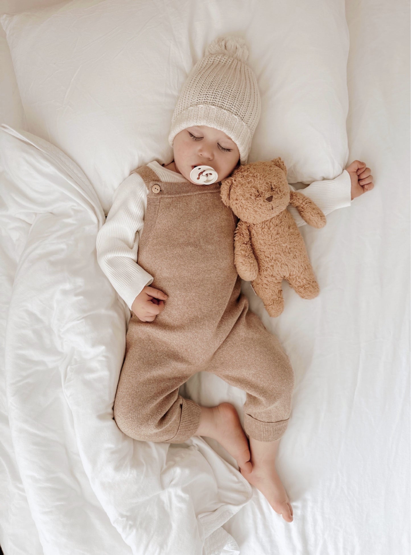 Toffee Marle Knit Overalls