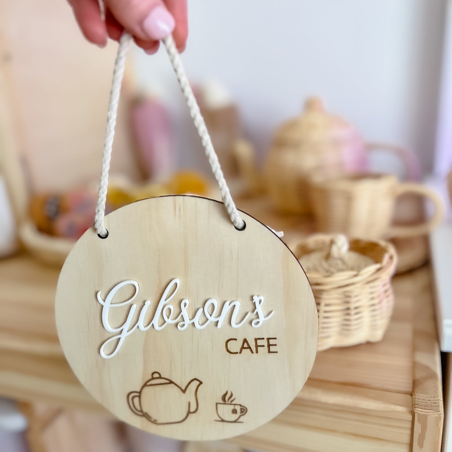 Wooden Hanging Kitchen or Cafe Sign - Personalised