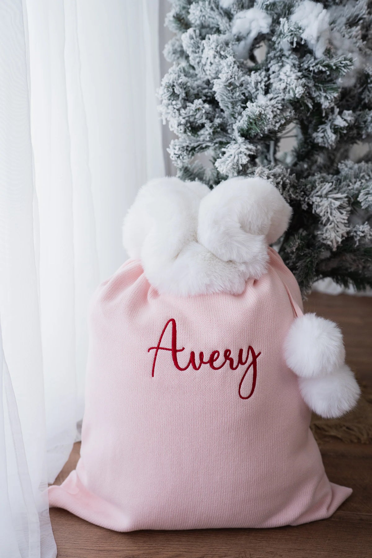 KNIT SANTA SACK | Baby Pink