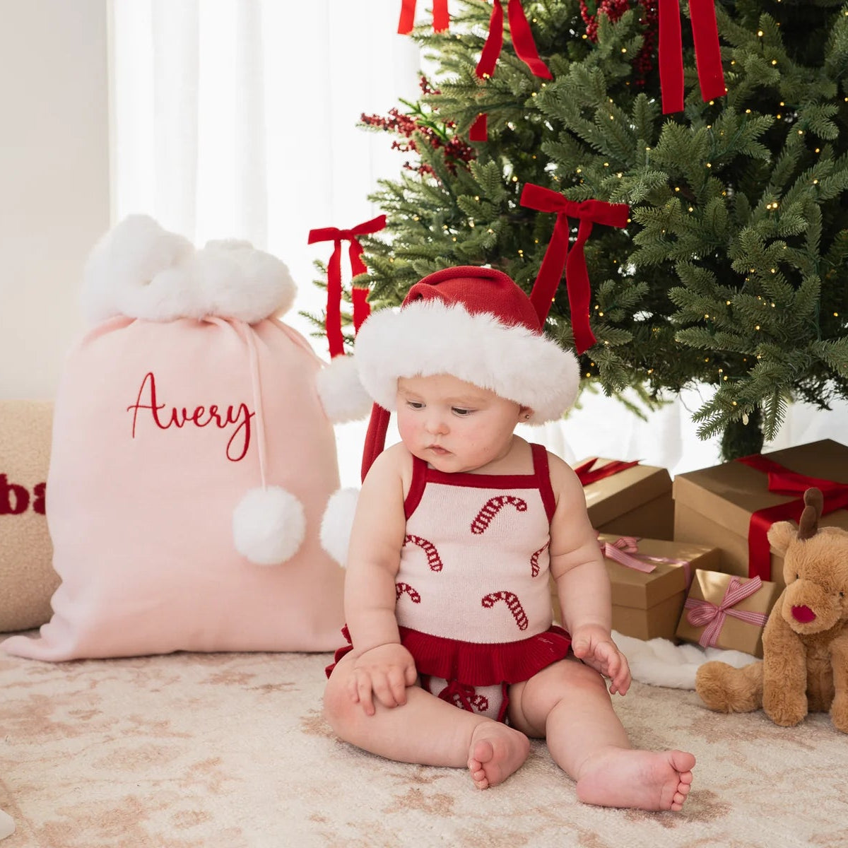 KNIT SANTA SACK | Baby Pink