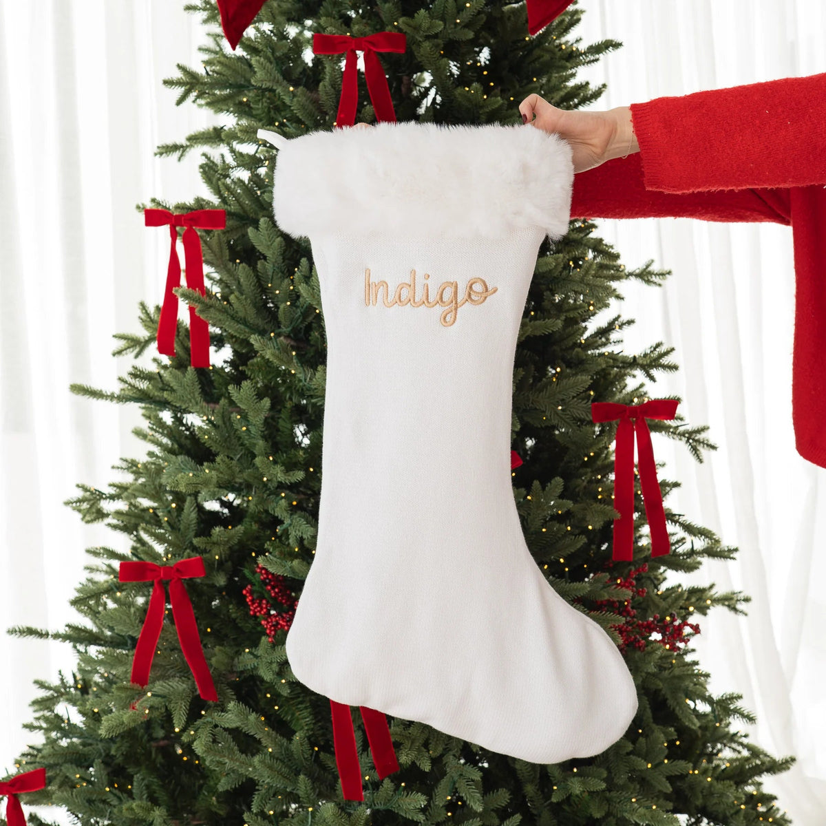 KNIT SANTA STOCKING | Snow