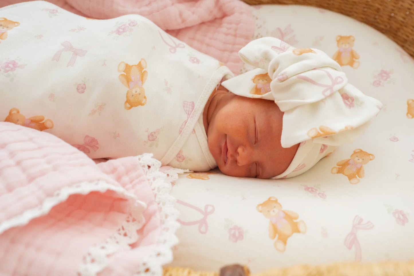 SWADDLE SET | PINK TEDDIES