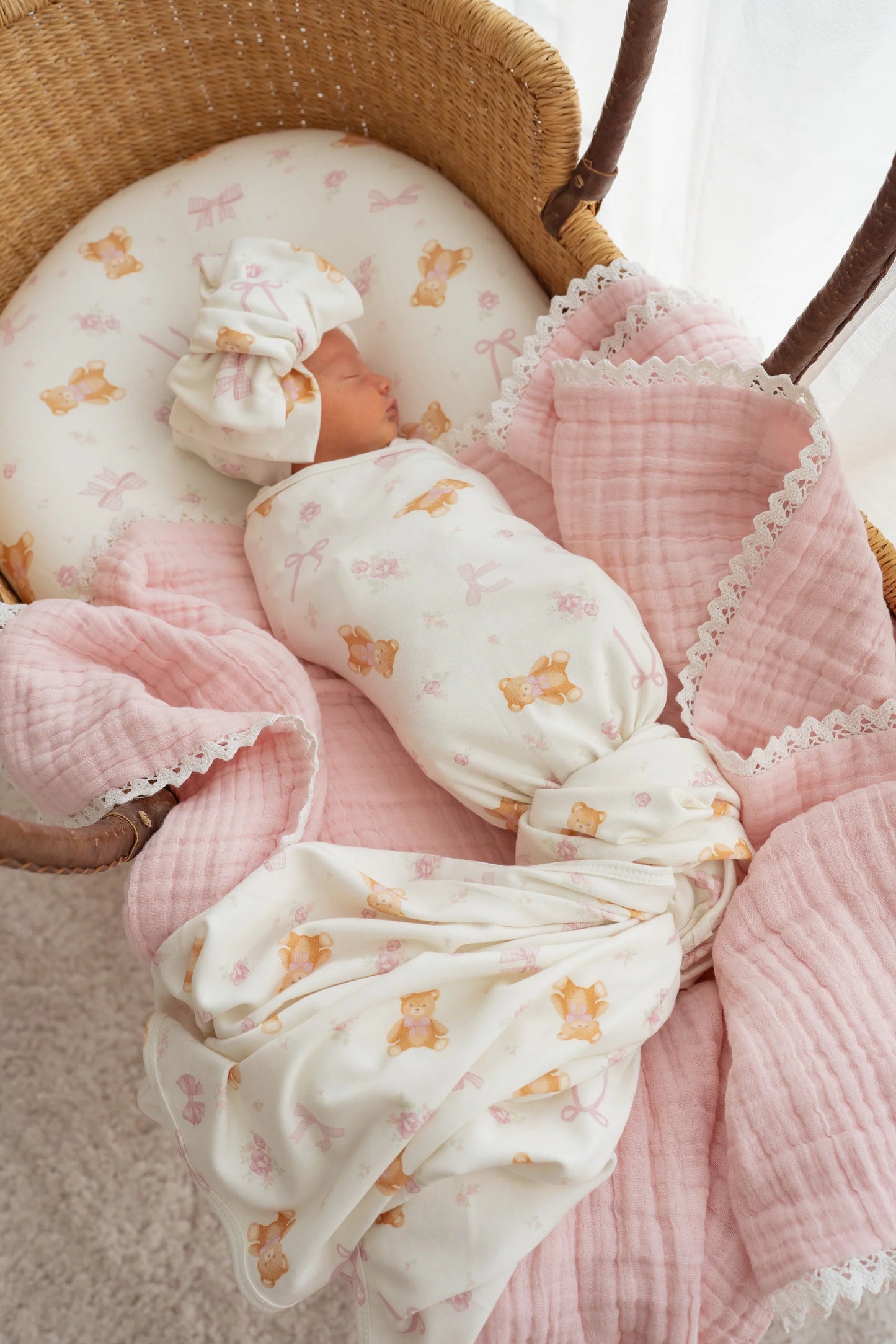 SWADDLE SET | PINK TEDDIES