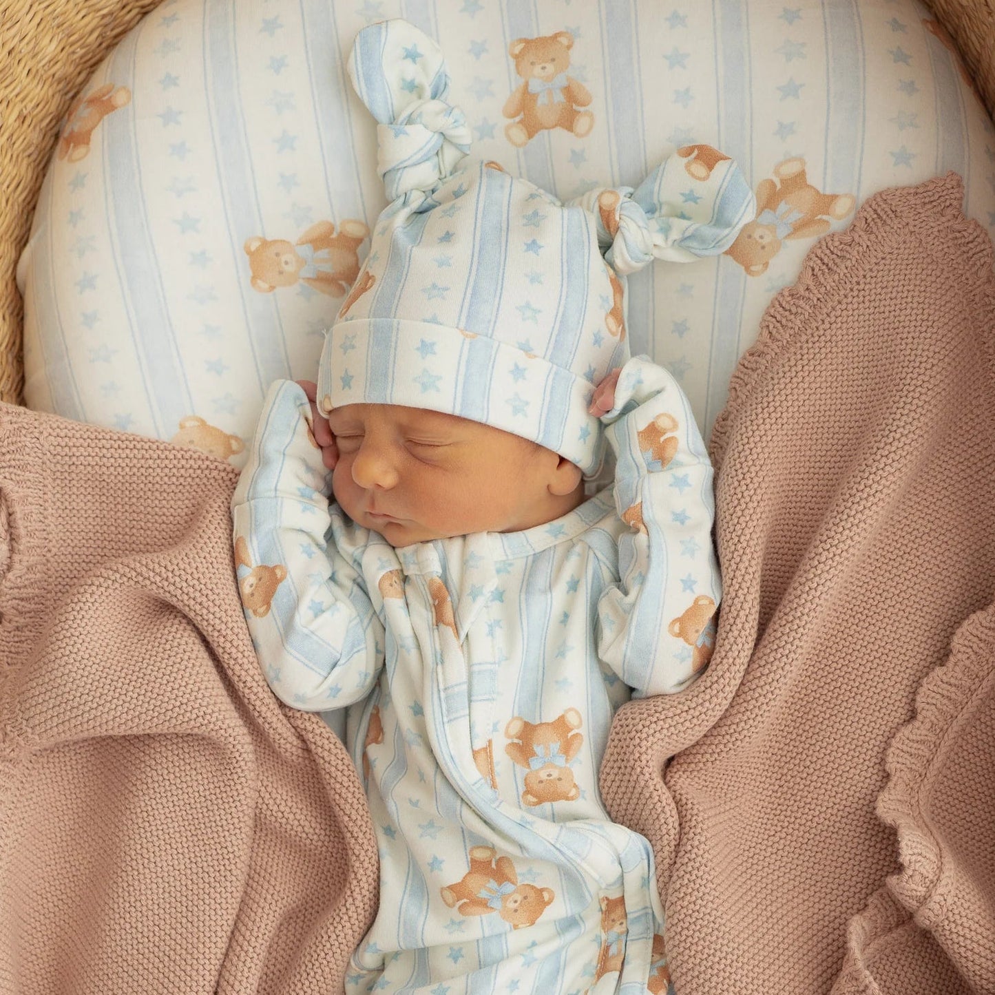 DOUBLE KNOT BEANIE | BLUE TEDDIES