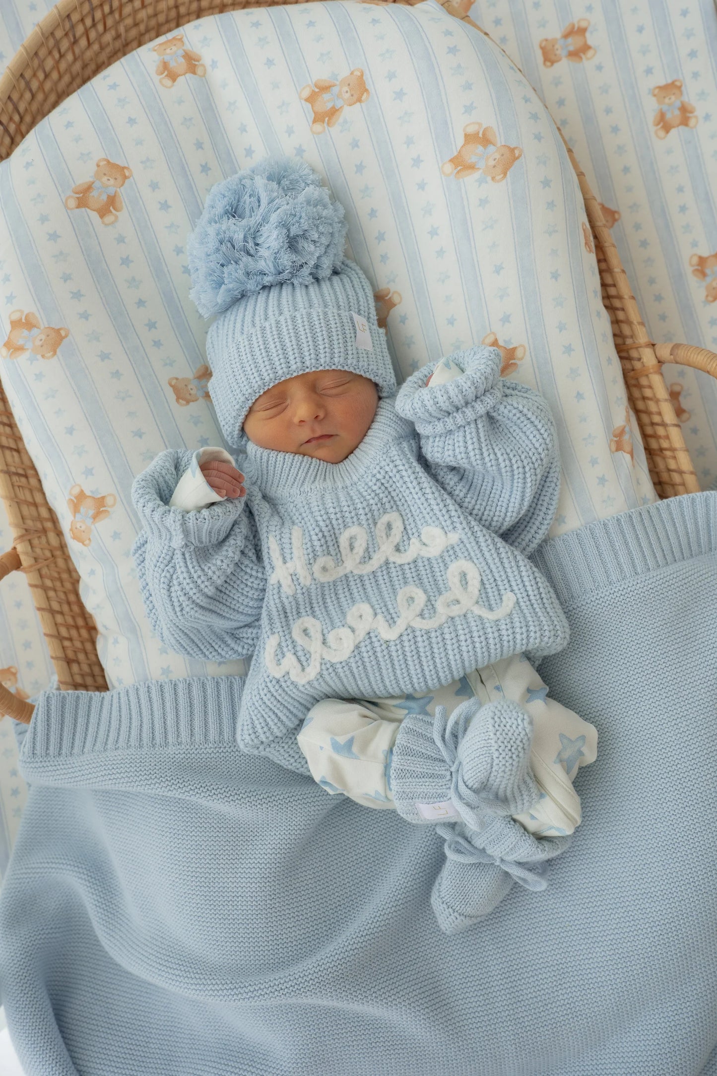 KNITTED POM BEANIE | Sky Blue