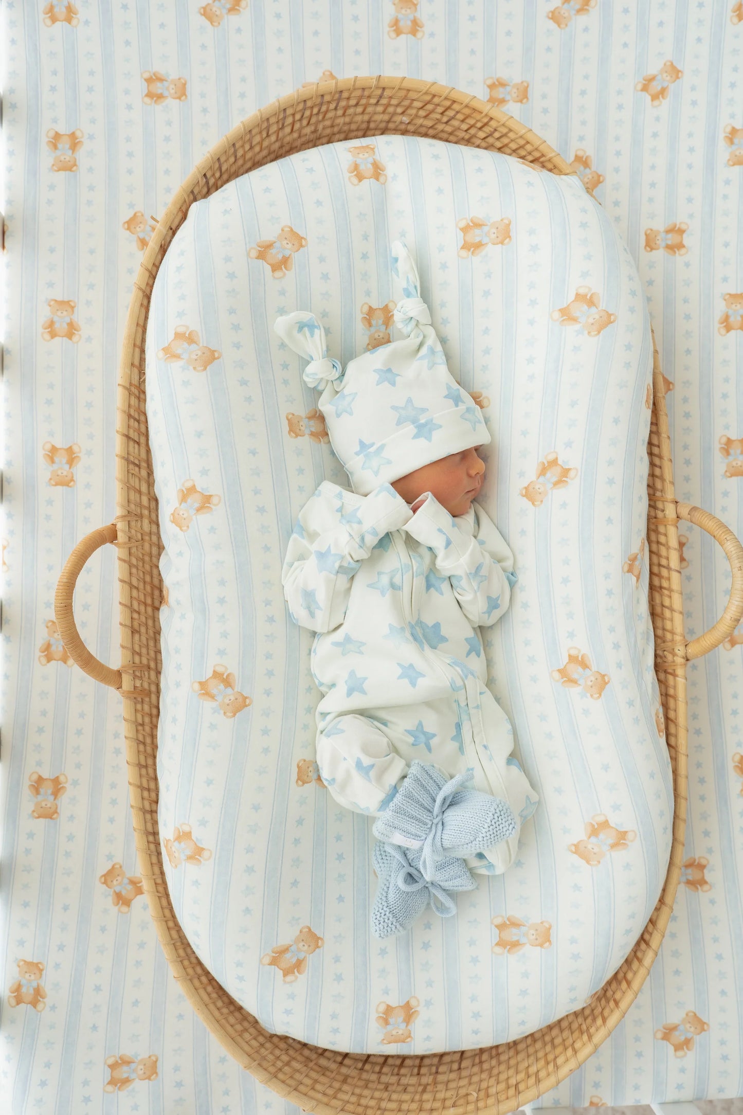 BASSINET SHEET | BLUE TEDDIES