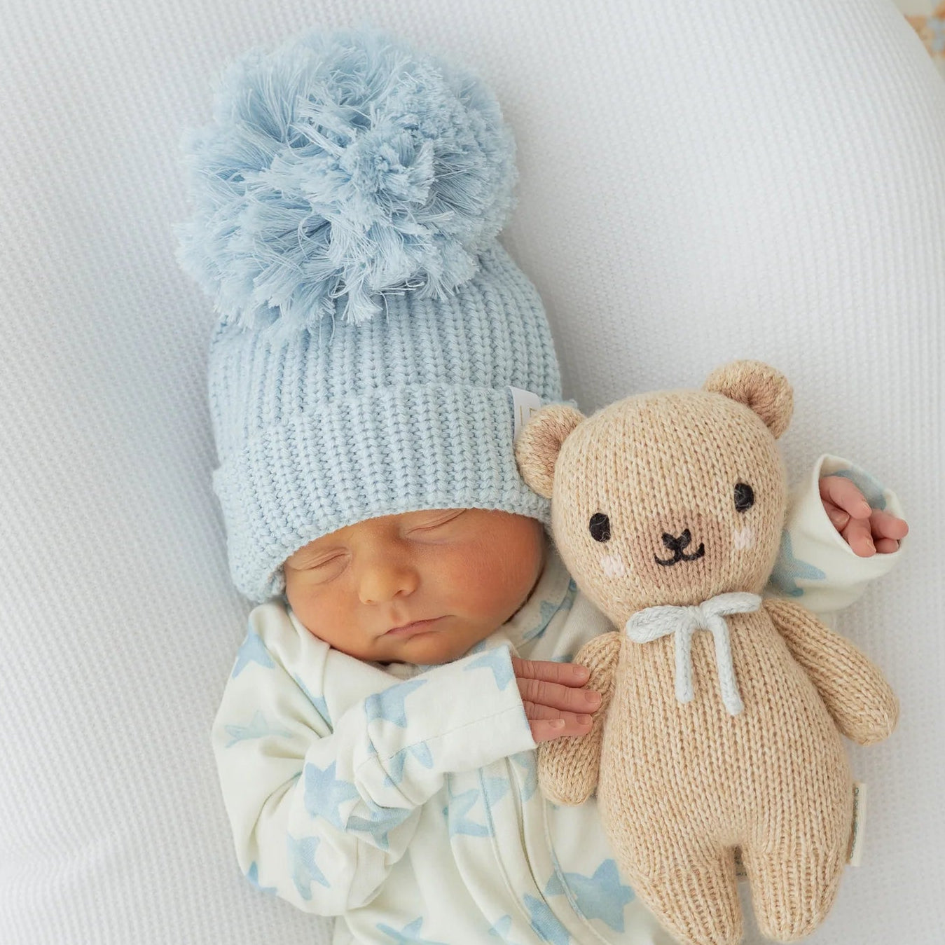 KNITTED POM BEANIE | Sky Blue