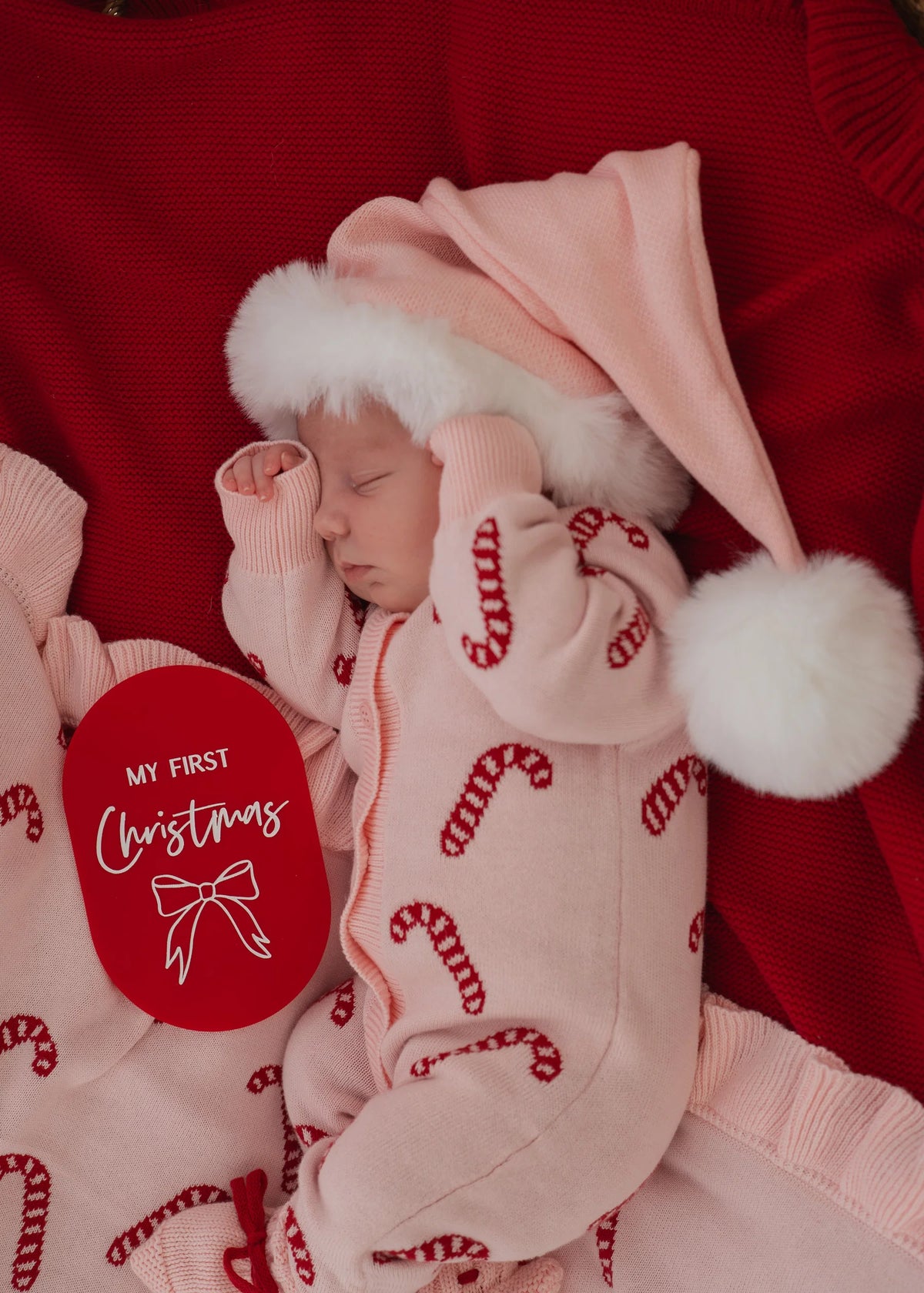 KNIT SANTA HAT | Baby Pink