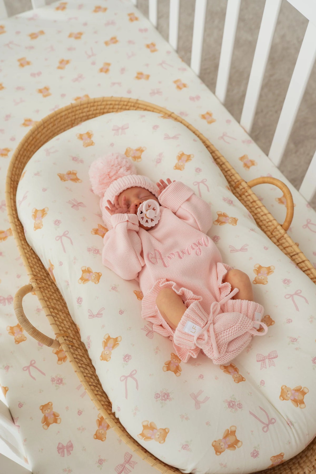 FRILL KNIT ROMPER | Baby Pink
