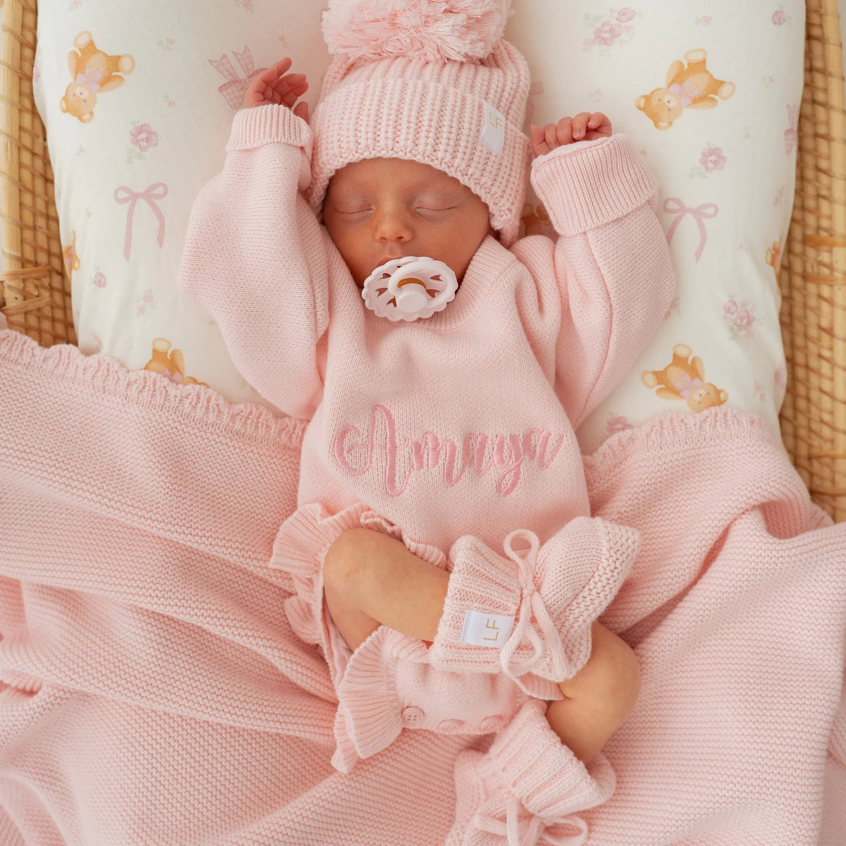 FRILL KNIT ROMPER | Baby Pink