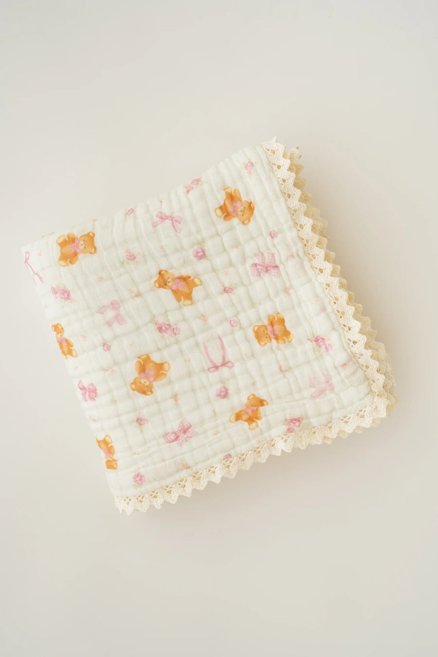 GAUZE LACE BLANKET | Pink Teddies