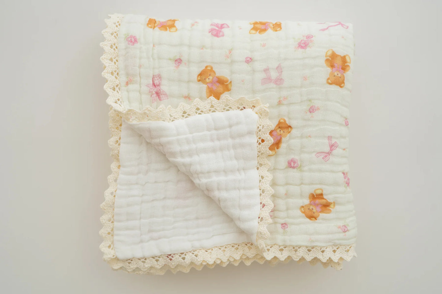 GAUZE LACE BLANKET | Pink Teddies