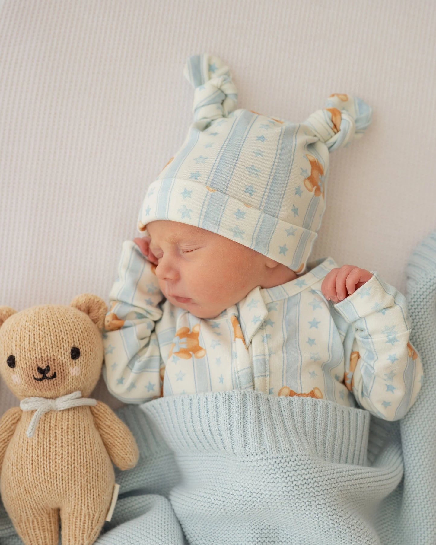 DOUBLE KNOT BEANIE | BLUE TEDDIES