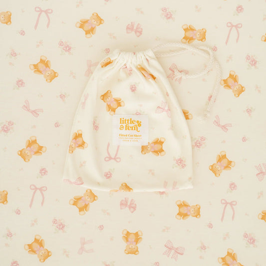 TEDDIES AND BOWS COT SHEET