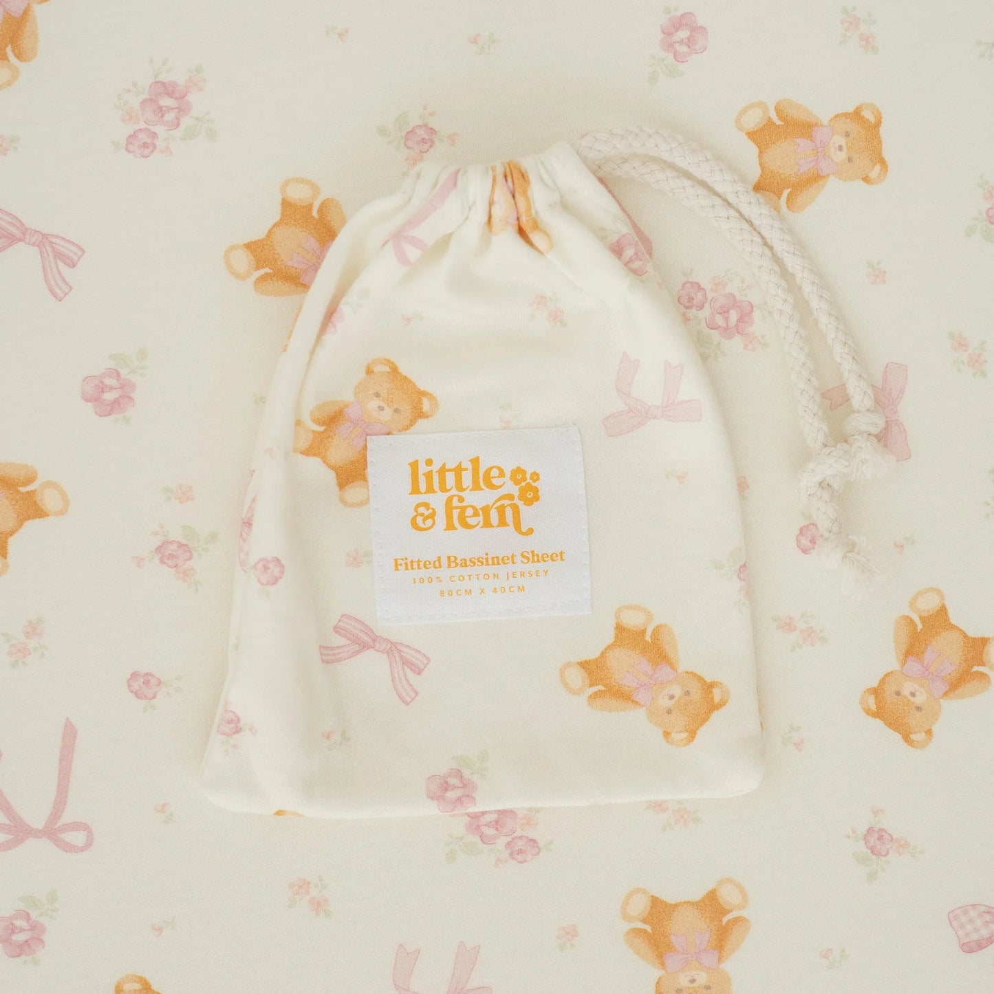 BASSINET SHEET | PINK TEDDIES