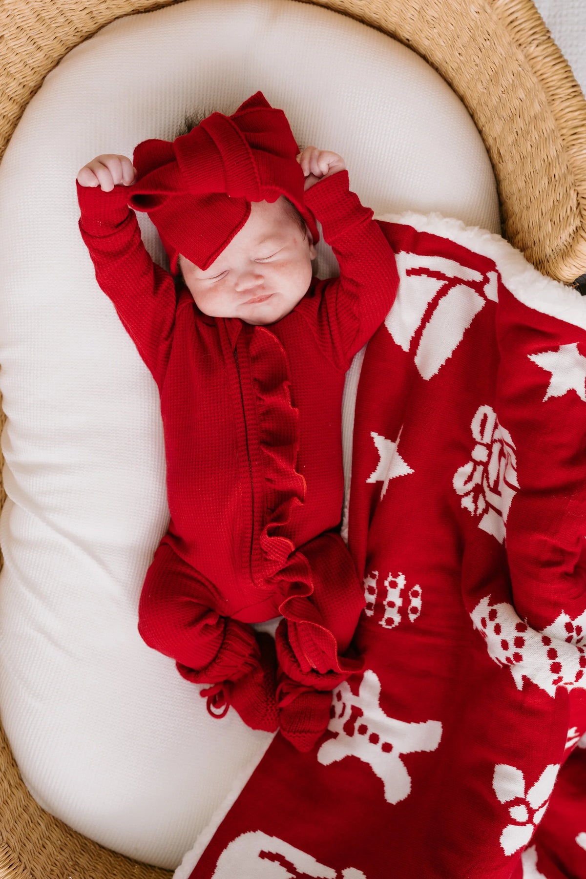 Frill Zip Romper - Rudolph Waffle