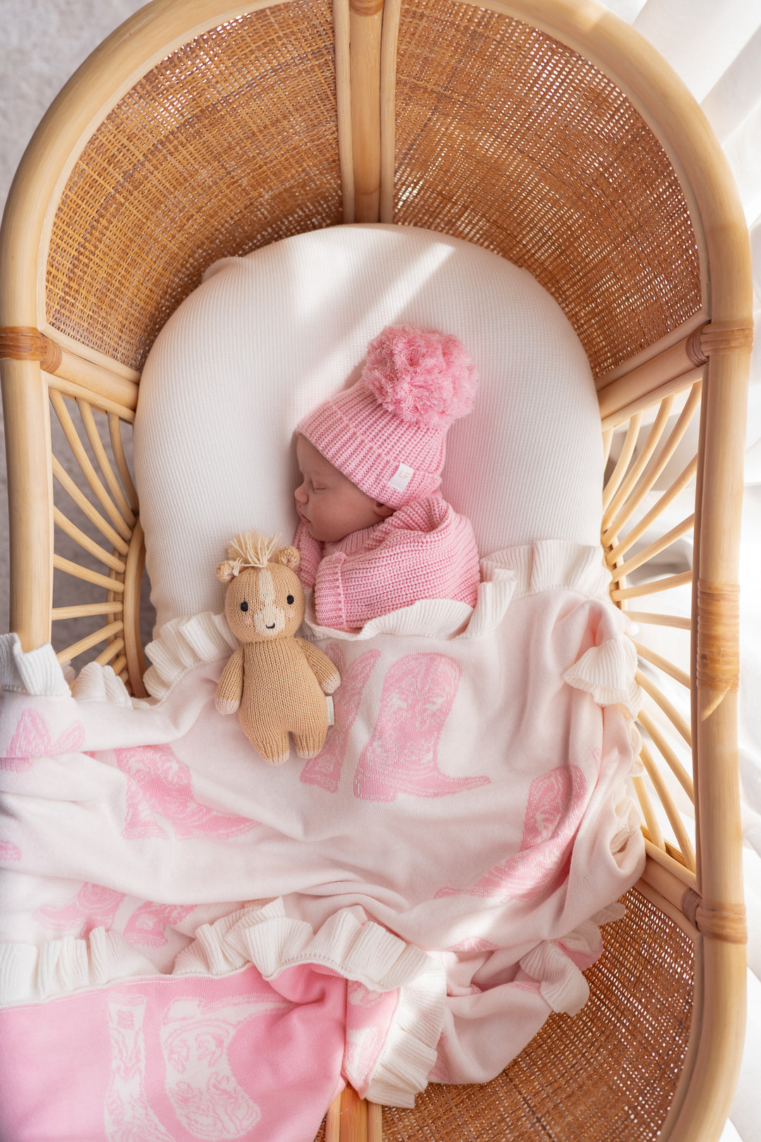 Knit Blanket | Pink Cowgirl Boots